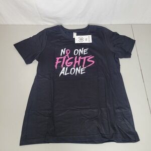 Black & Pink NO ONE FIGHTS ALONE Breast Cancer Awareness T Shirt